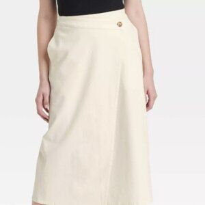 Women's MIDI Wrap Skirt - Universal Thread™ Cream 16: Midweight, Inside Pocket,